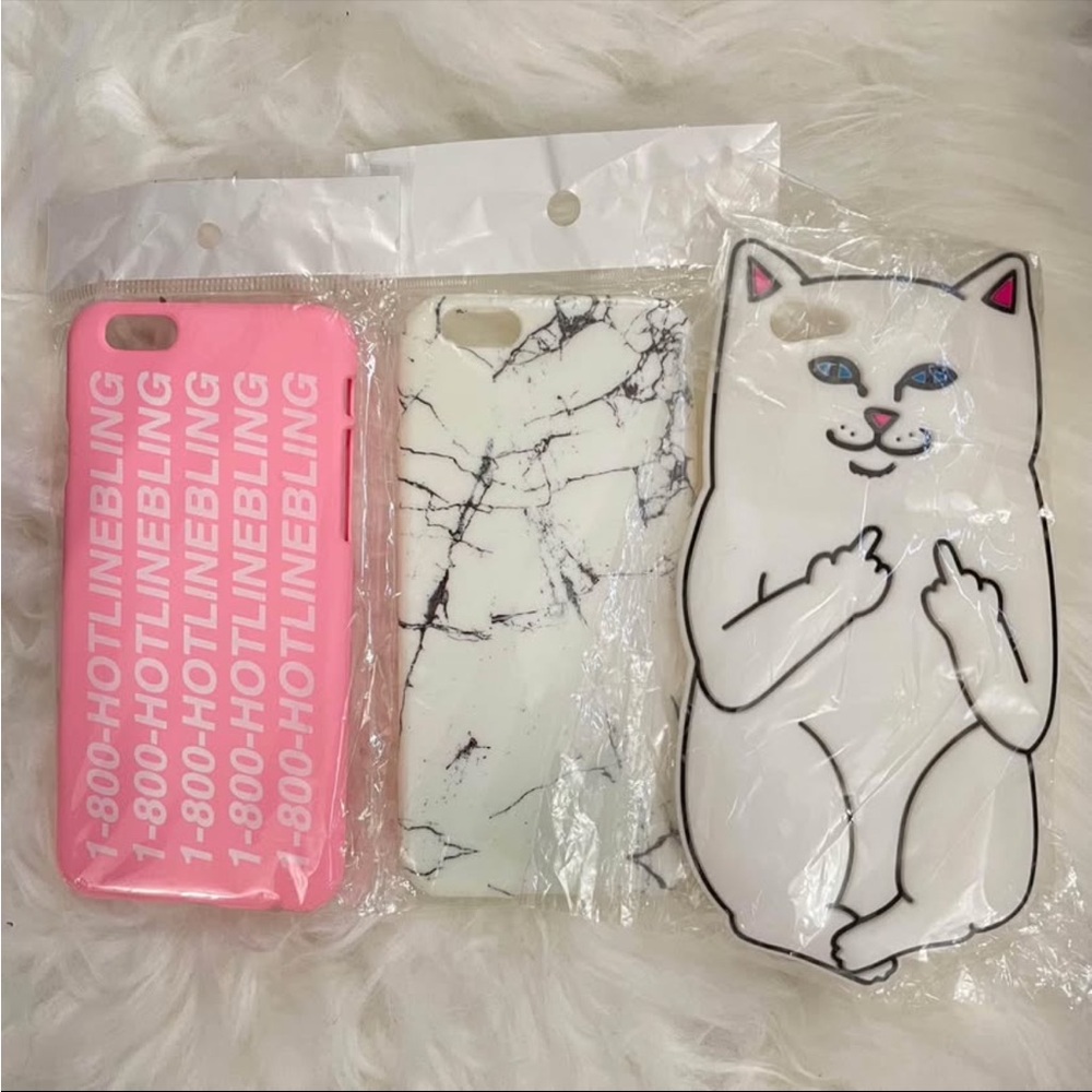 Phone Case Trio for iPhone 6S - Pink drake, White Marble, Cat Design ripndip